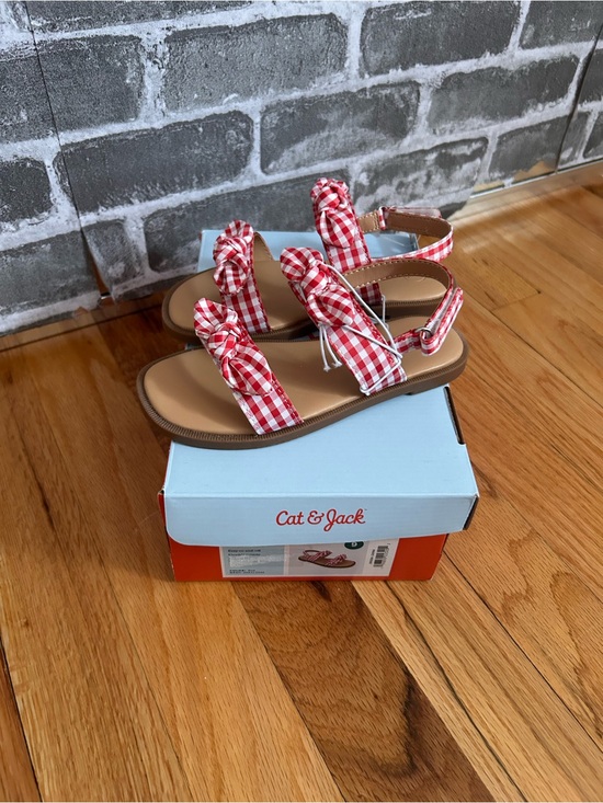 Cat & Jack Other - Cat & Jack Red Gingham Knot Strap Sandals